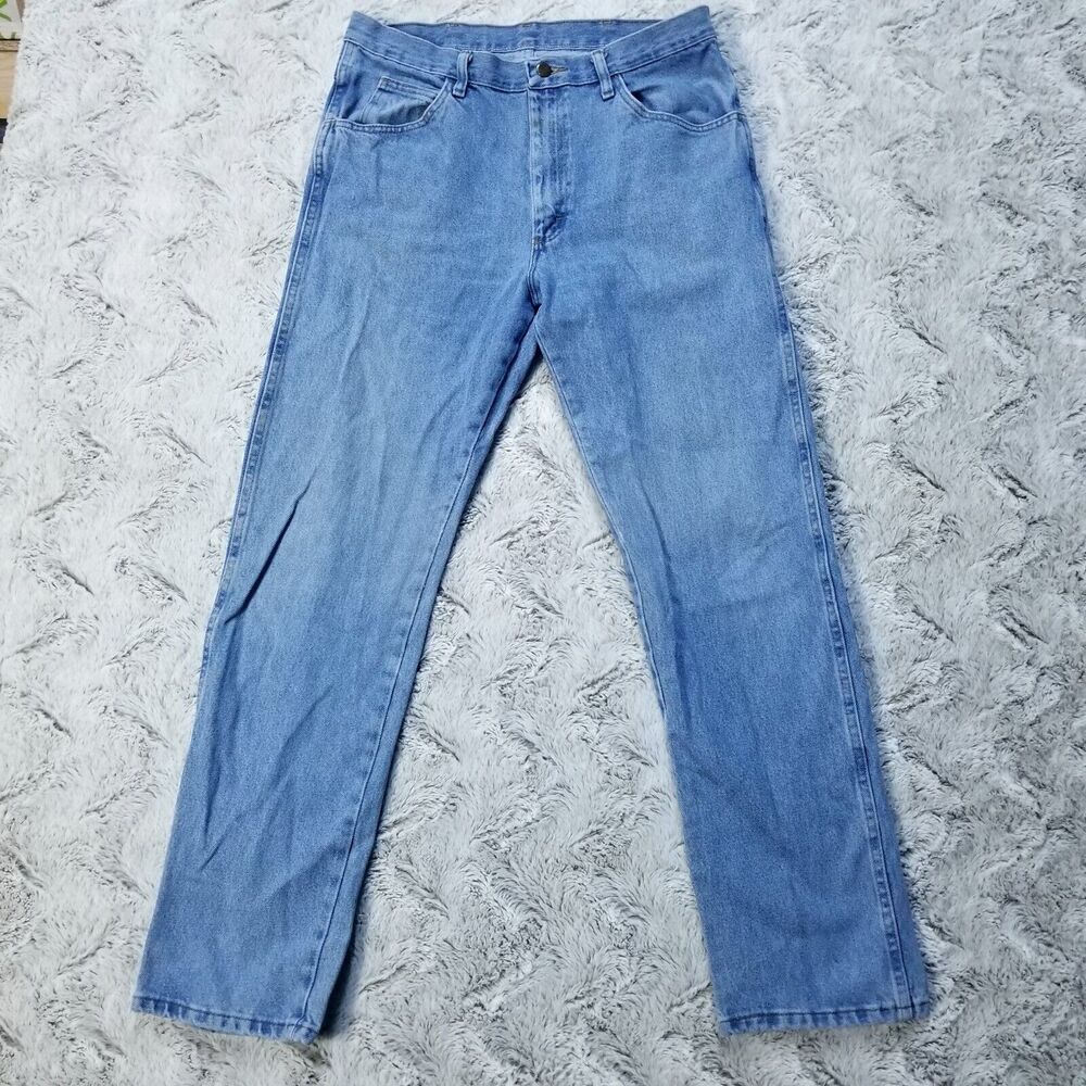 Rustler Jeans‎ Mens 35x32 Blue Slim Straight Light Wash American Denim